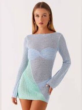 NWT Peppermayo Estie Long Sleeve Crochet Mini Dress
Open Back Mini Dress in Muti